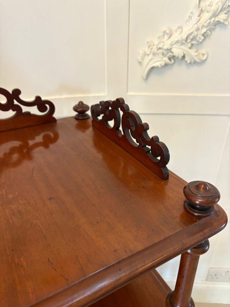 Antique Victorian Quality Mahogany Free Standing Canterbury Whatnot - Image 10